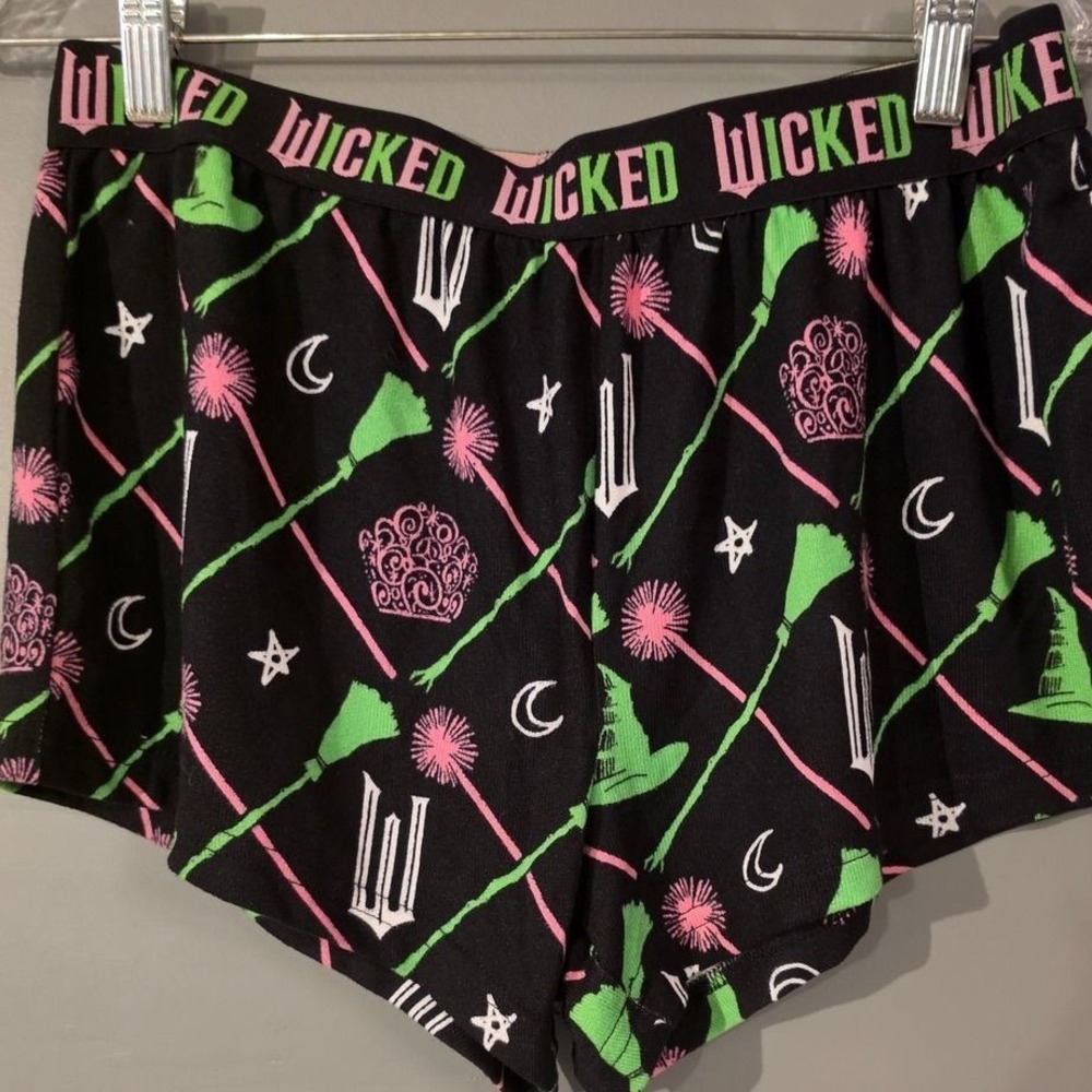 Wicked The Musical Pajama Shorts Women Medium Black Pink Green Broadway Lounge